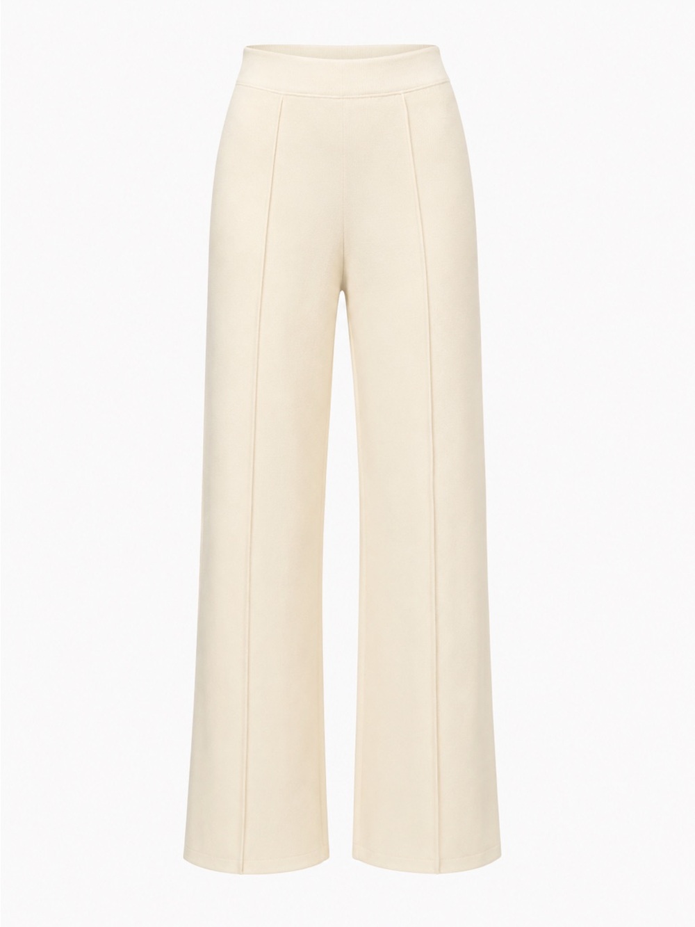 NWT Penti Cream High-Waisted Wide Leg Knit Trousers – Size S – Ivory/Eggshell